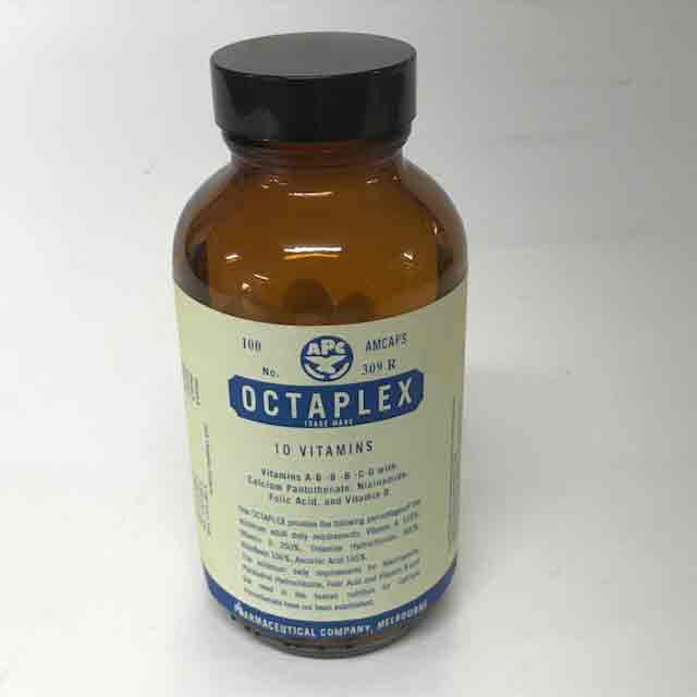 BOTTLE, Medical Brown Glass 15cmH - Octaplex Label